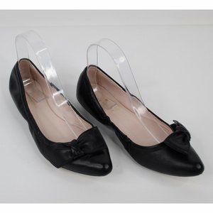 Kate Spade New York Black Leather Bow Flats